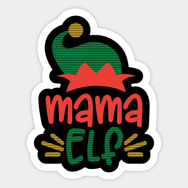 Mama Elf Funny Christmas Elf Squad Matching Family Gift for Women Sticker by BadDesignCo